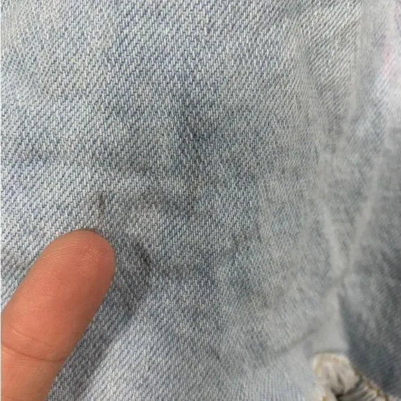 Overall Shorts Womens Medium Blue Denim Jeans Rainbow Details Festival Casual - Picture 14 of 15